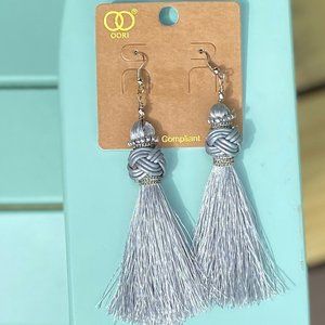 LONG GRAY BOHO EARRINGS